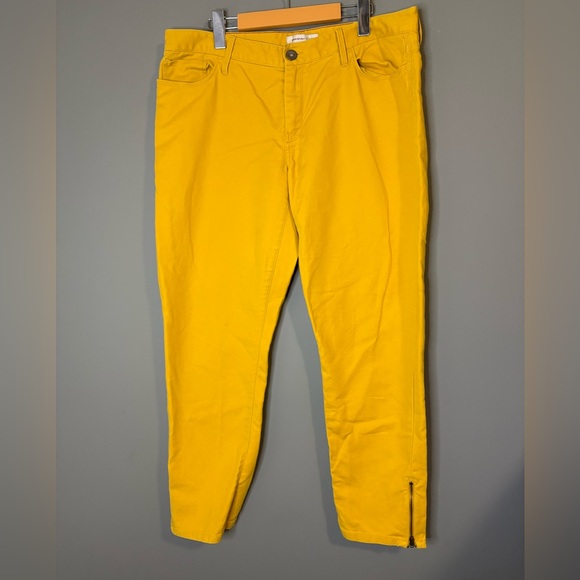 Banana Republic Heritage size 32, mustard yellow skinny jeans with ankle zippers - Picture 1 of 6
